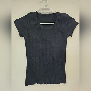 Black Ribbed Women's Top
